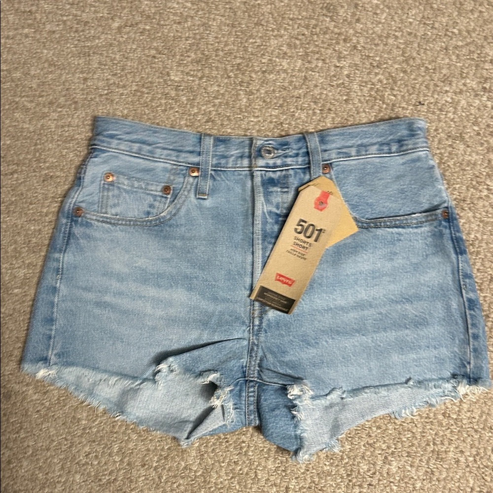 Levi's 501, High Rise, Fitted Through Hip Light Blue Jean Shorts for Women
